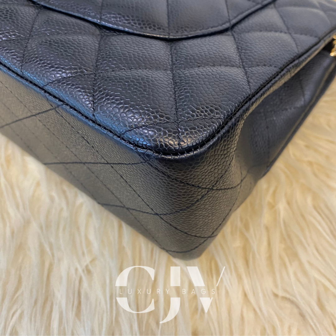 Chanel Double Flap Jumbo Caviar GHW (S14)