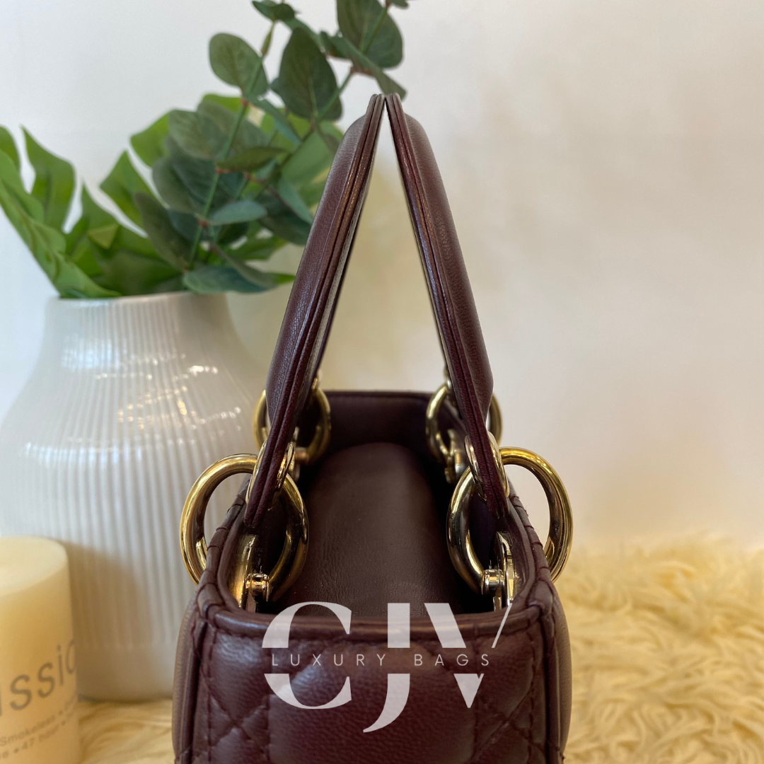 Lady Dior Small ABC Maroon