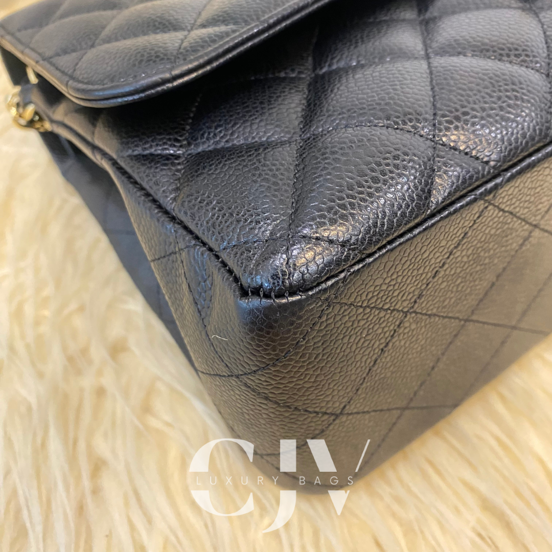 Chanel Double Flap Jumbo Caviar GHW (S14)