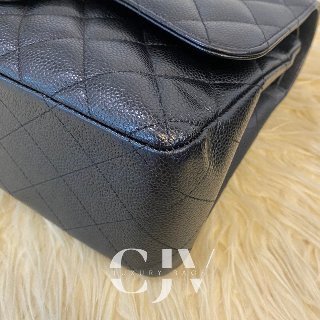 Chanel Double Flap Jumbo Caviar GHW (S14)