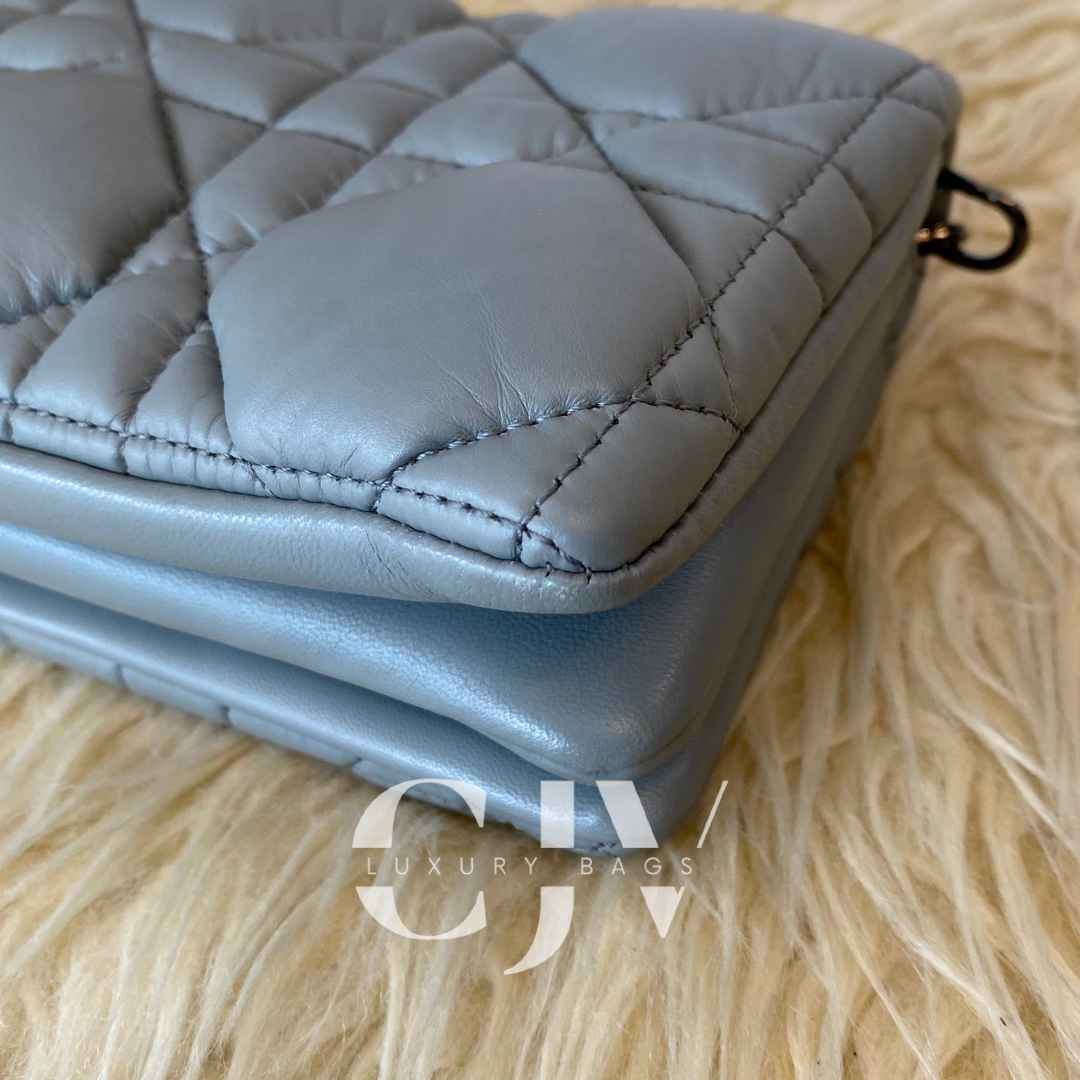 Dior Calfskin Macrocannage Mini Caro Gray