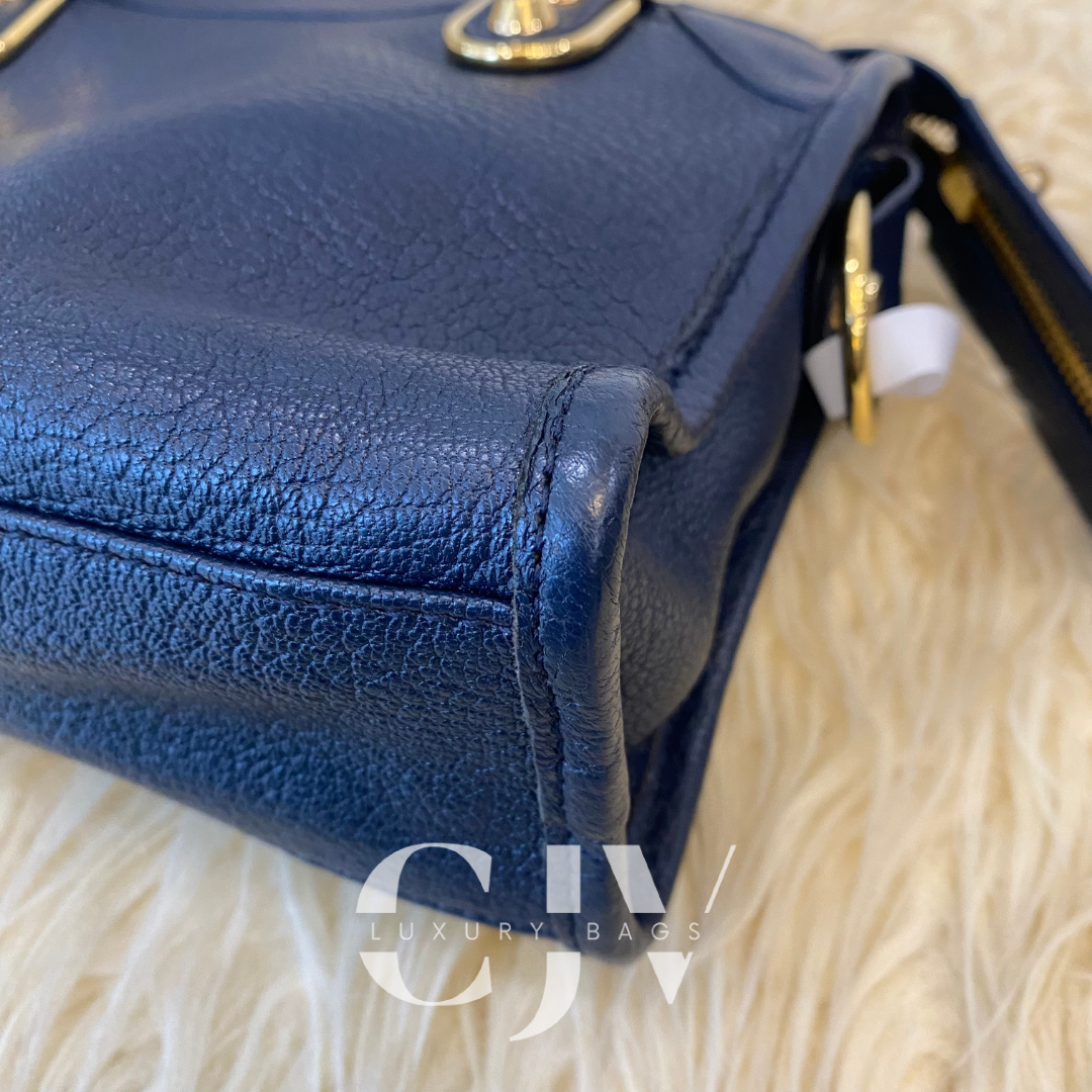 Balenciaga Metallic Edge Dark Blue Mini GHW