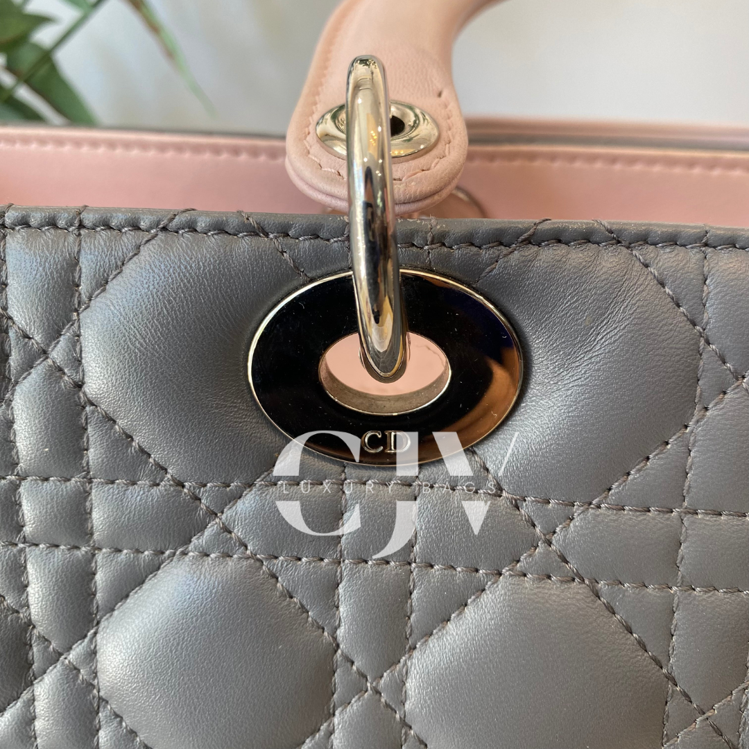 Lady Dior Large Tricolor Gray