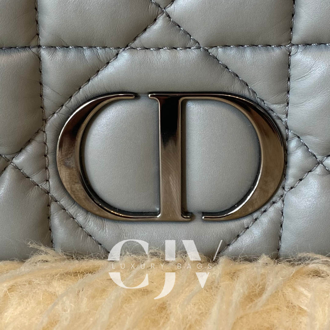 Dior Calfskin Macrocannage Mini Caro Gray