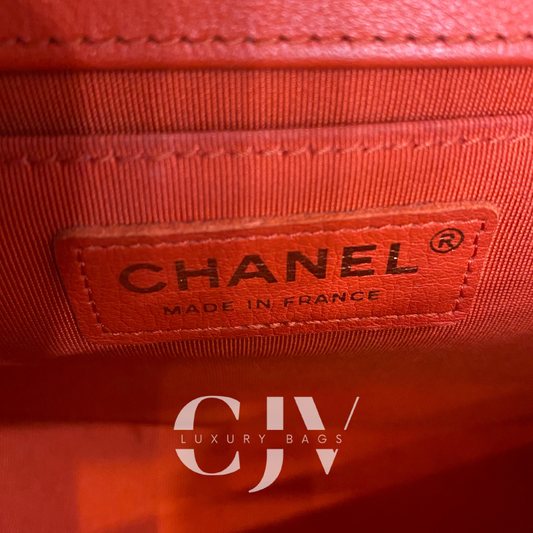 Chanel Old Medium Chevron Lambskin Orange