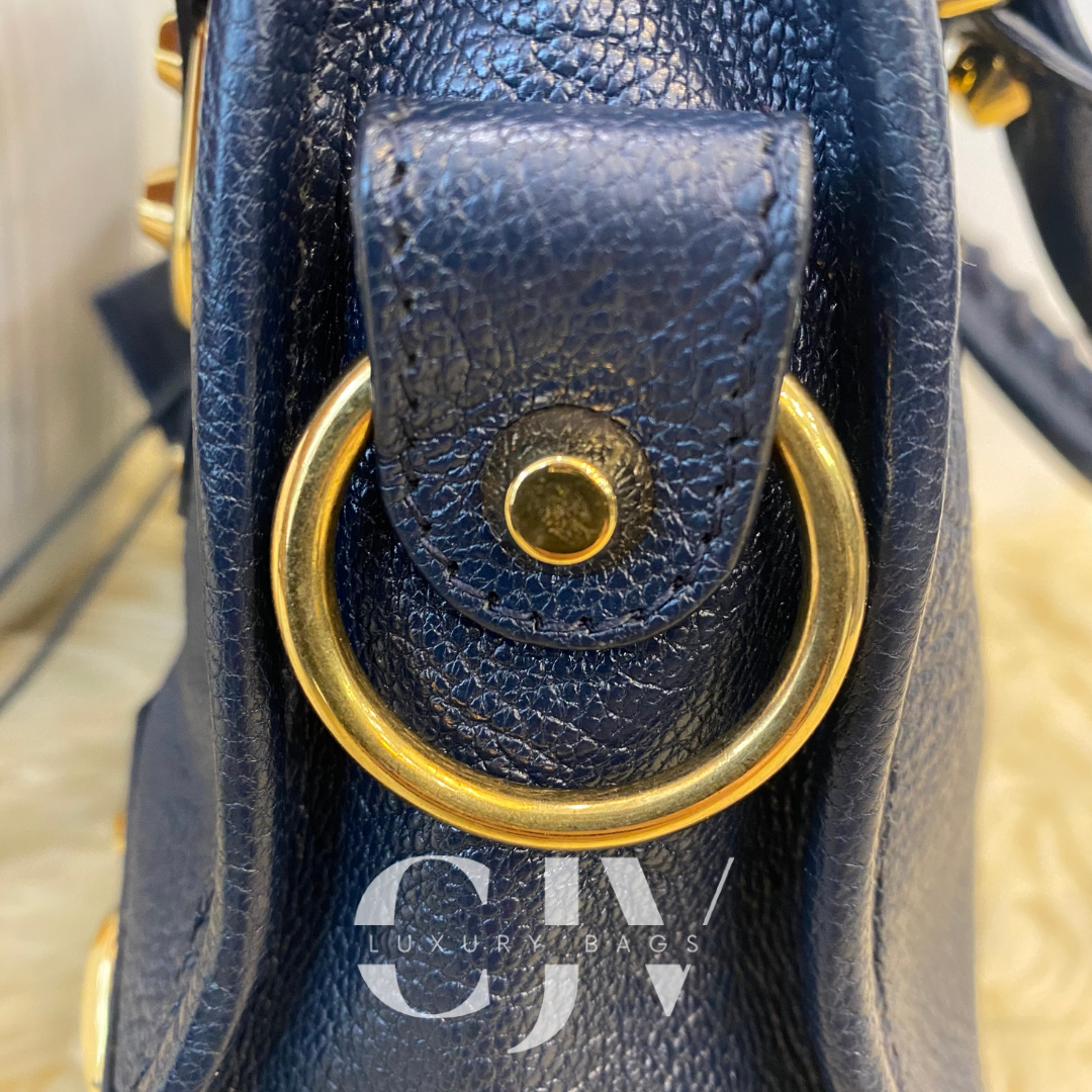 Balenciaga Metallic Edge Dark Blue Mini GHW