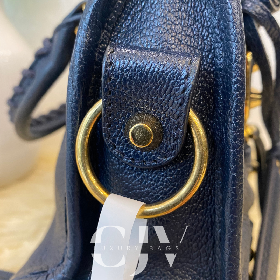 Balenciaga Metallic Edge Dark Blue Mini GHW