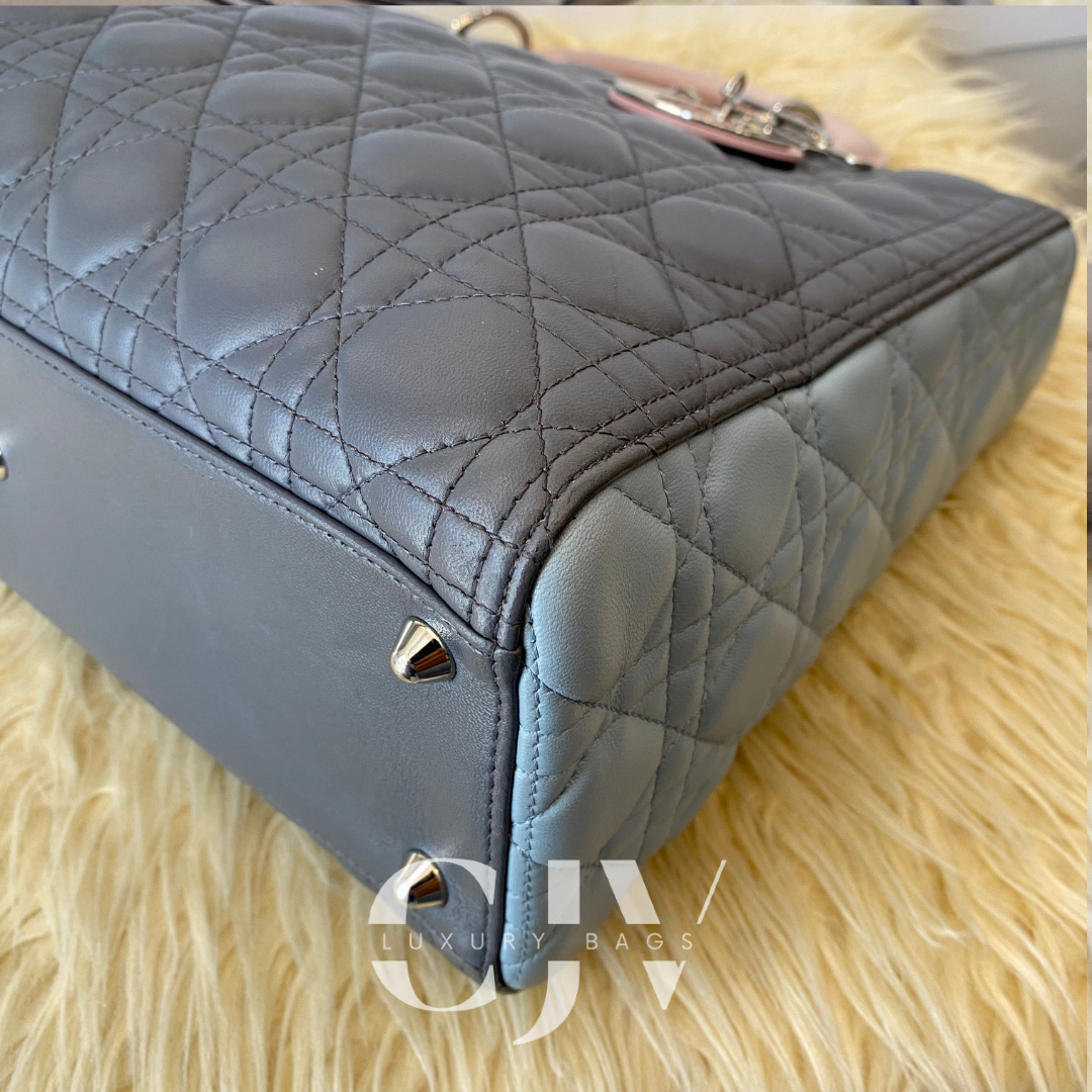 Lady Dior Large Tricolor Gray