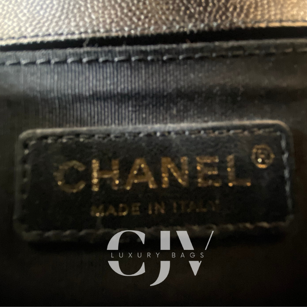 Chanel Leboy Chevron Small Black Caviar GHW S24