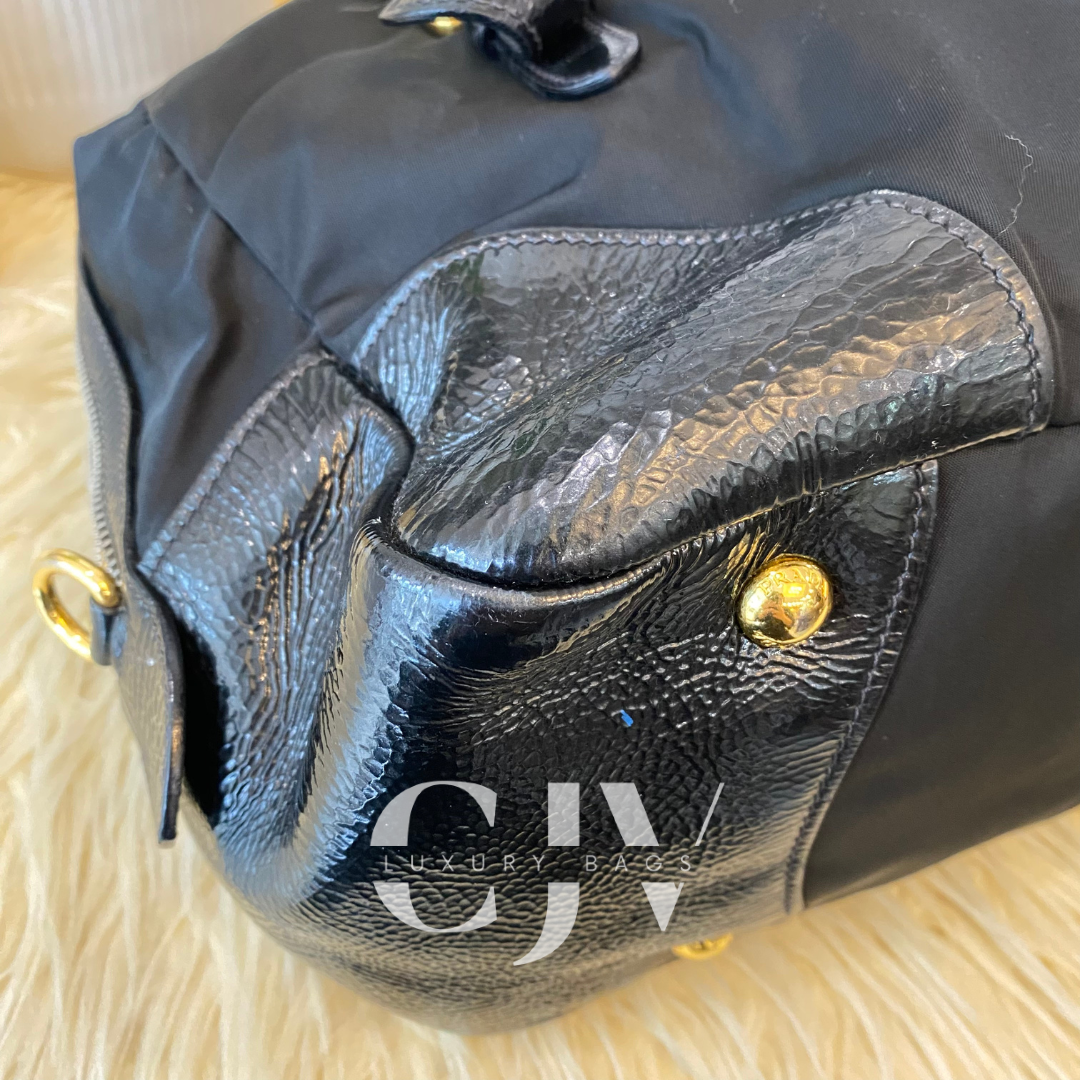 Prada Nylon Bowling Bag Black