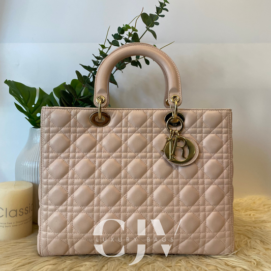 Lady Dior Large Nude Pink