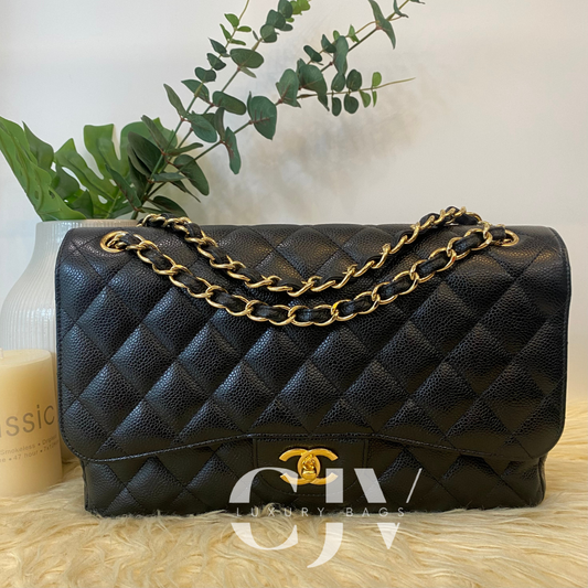 Chanel Double Flap Jumbo Caviar GHW (S14)