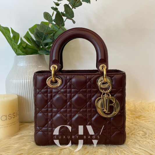 Lady Dior Small ABC Maroon