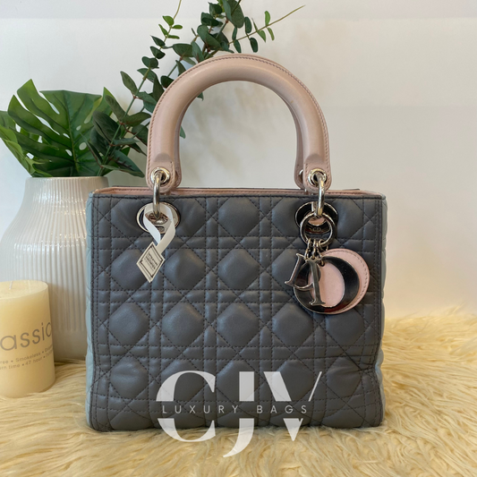 Lady Dior Medium Tricolor Gray