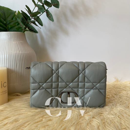 Dior Calfskin Macrocannage Mini Caro Gray