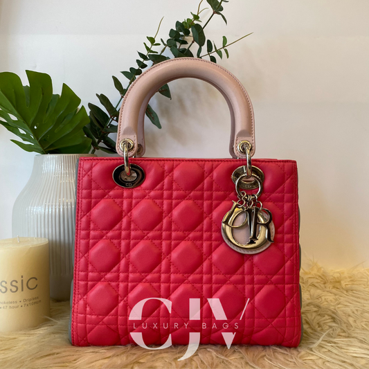 Lady Dior Medium Tricolor Pink