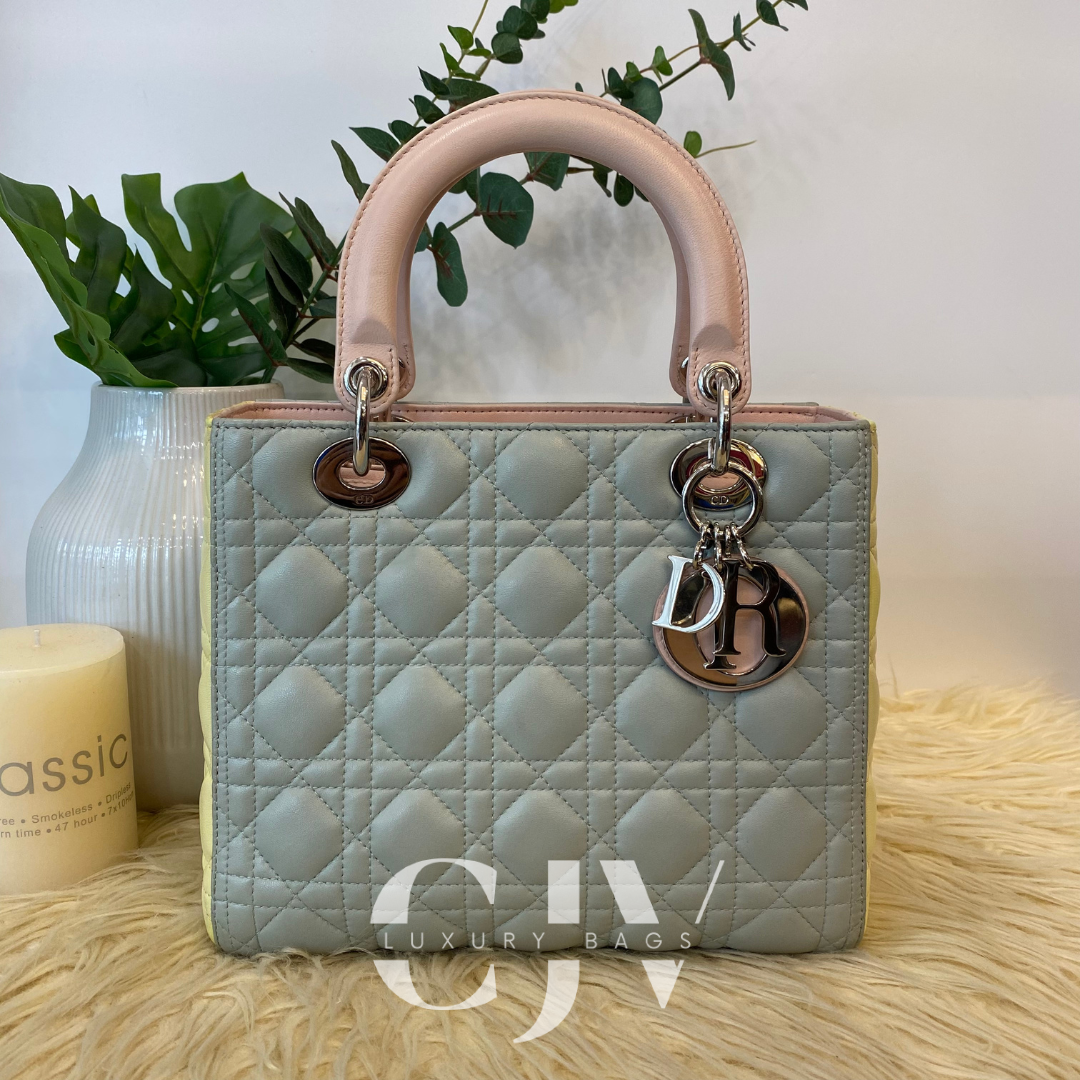 Lady Dior Medium Tricolor Gray