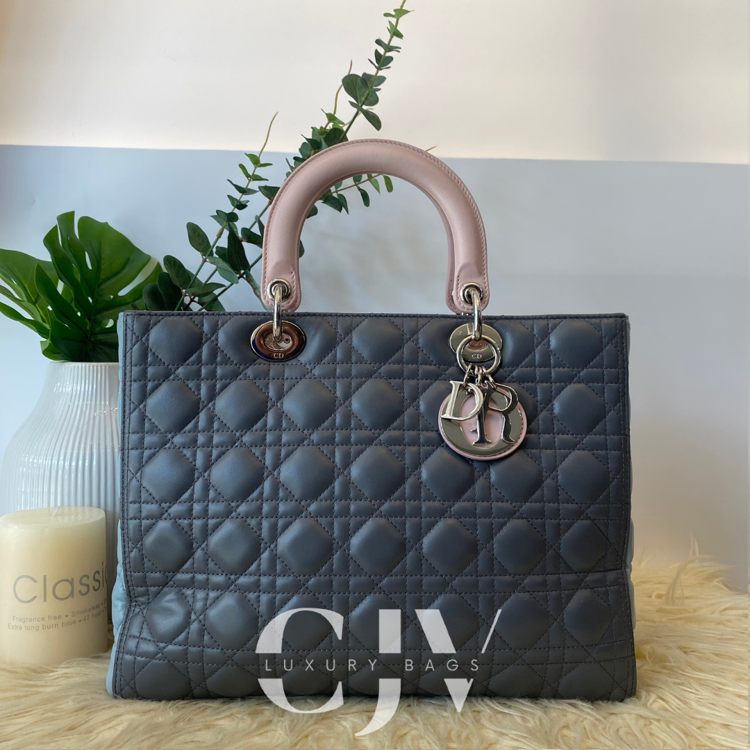 Lady Dior Large Tricolor Gray