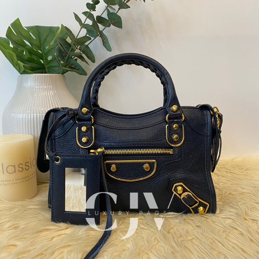 Balenciaga Metallic Edge Dark Blue Mini GHW