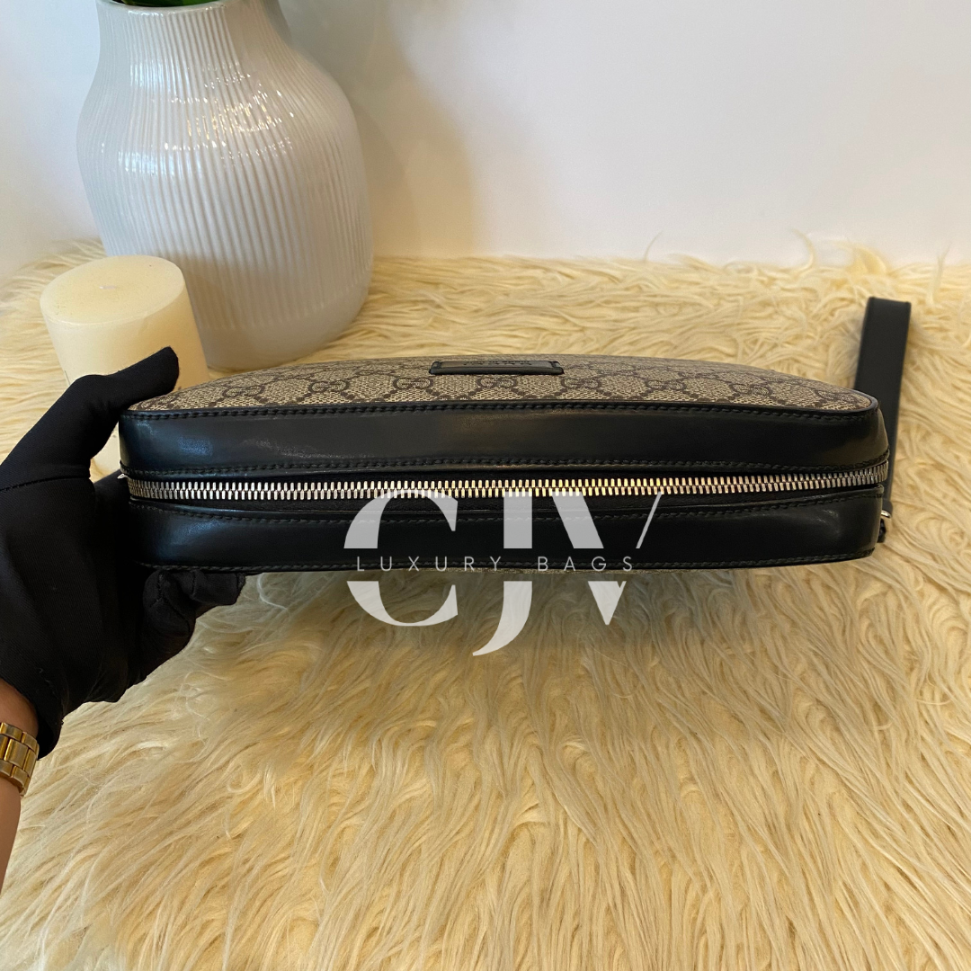 Gucci Web Wristlet Clutch GG Coated