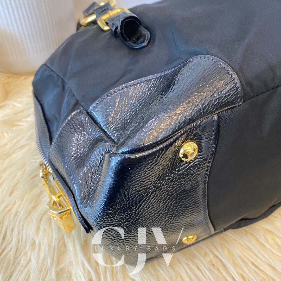 Prada Nylon Bowling Bag Black