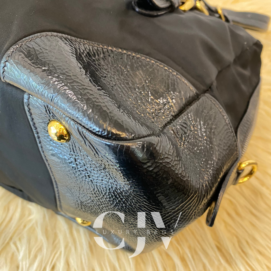 Prada Nylon Bowling Bag Black