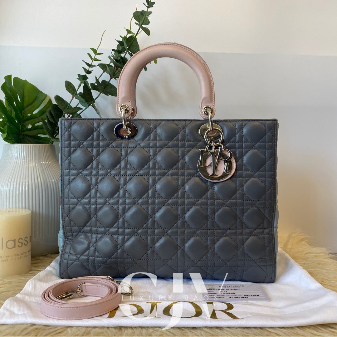 Lady Dior Large Tricolor Gray