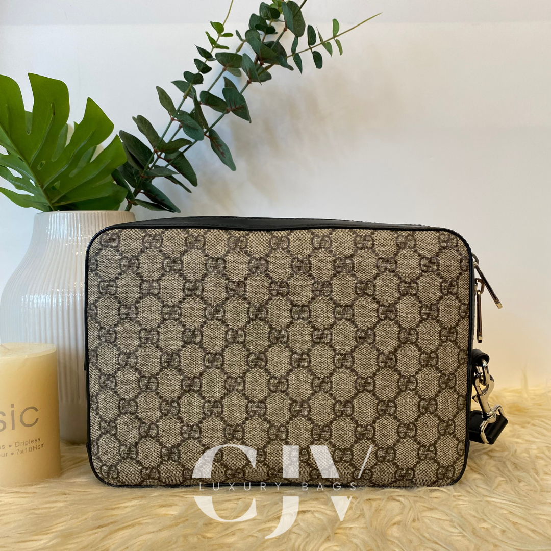 Gucci Web Wristlet Clutch GG Coated