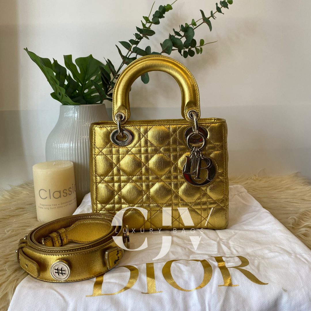 Lady Dior Small ABC Gold