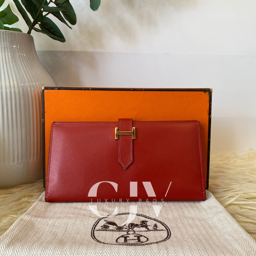 Hermes Bearn Bi-fold Red