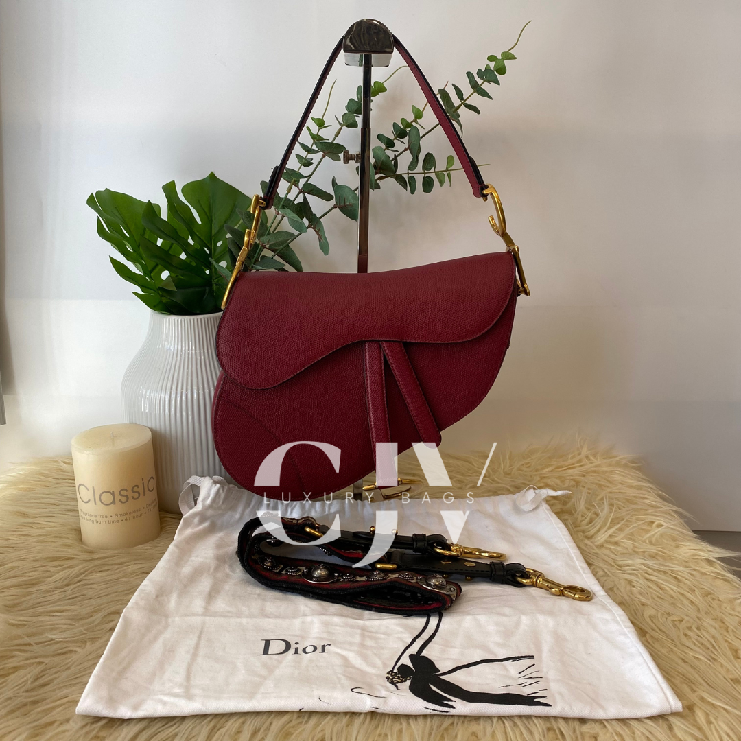 Dior Medium Saddle with Strap Red