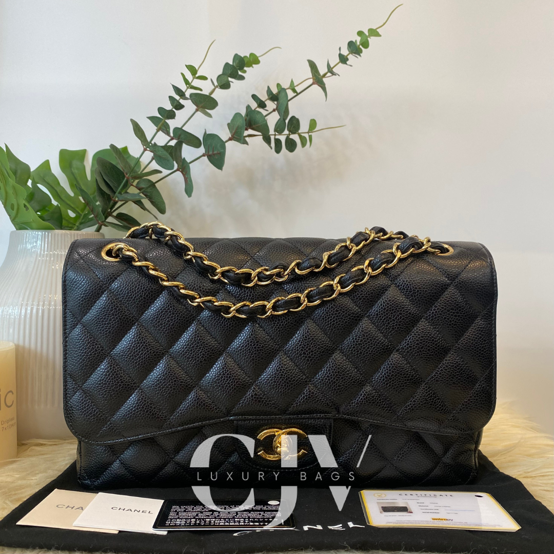 Chanel Double Flap Jumbo Caviar GHW (S14)