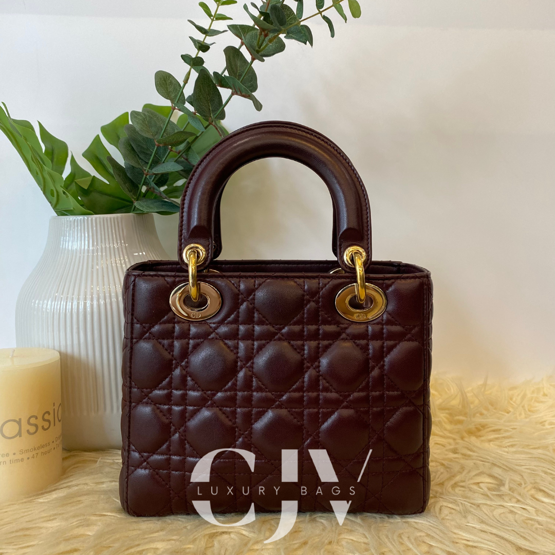 Lady Dior Small ABC Maroon