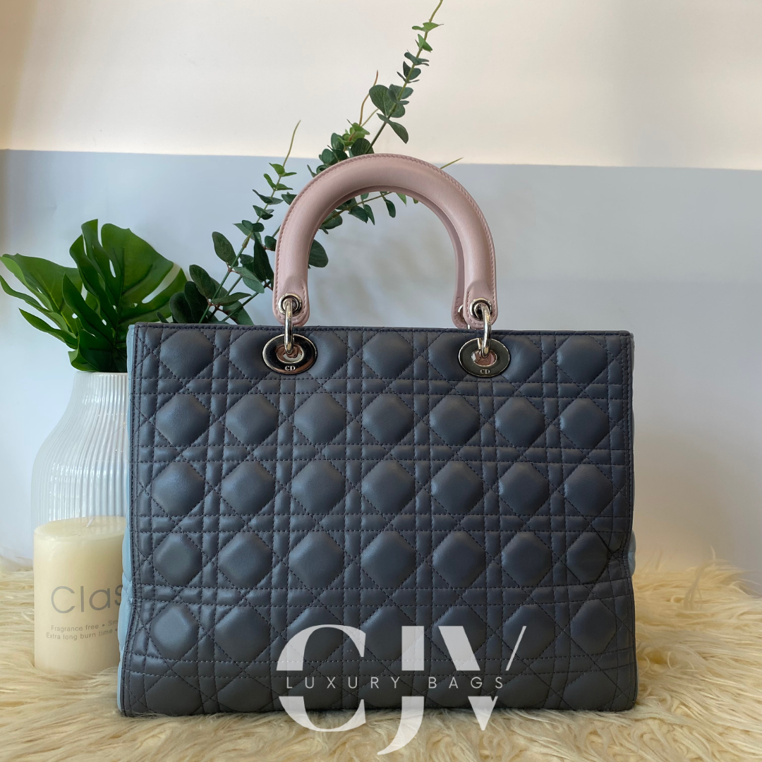 Lady Dior Large Tricolor Gray