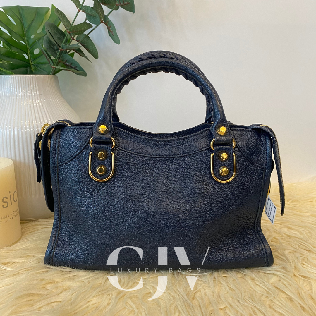 Balenciaga Metallic Edge Dark Blue Mini GHW