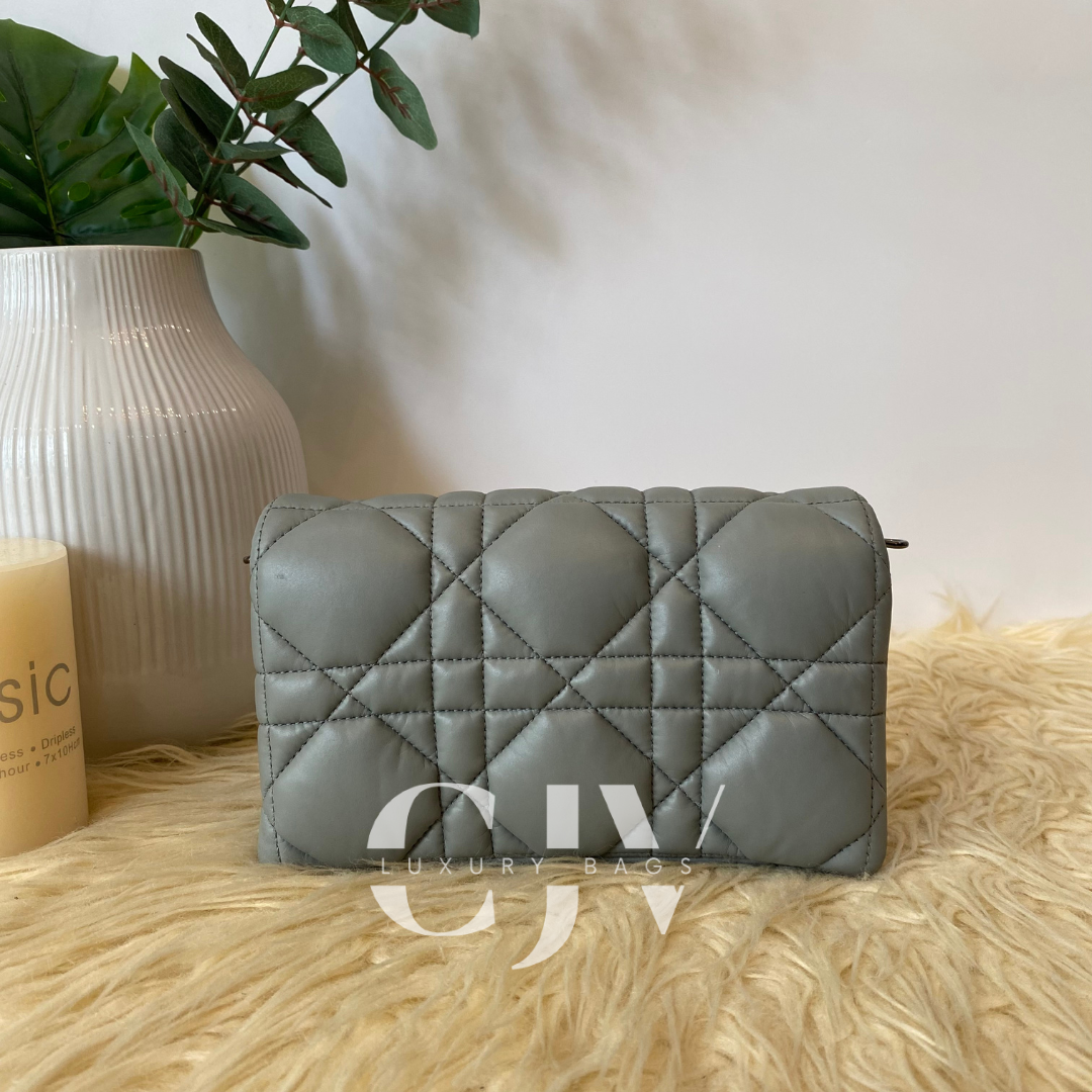 Dior Calfskin Macrocannage Mini Caro Gray