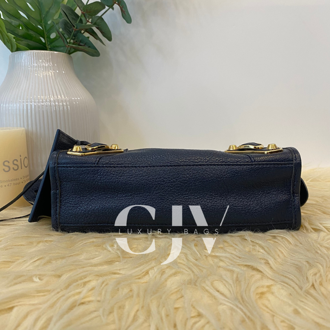 Balenciaga Metallic Edge Dark Blue Mini GHW