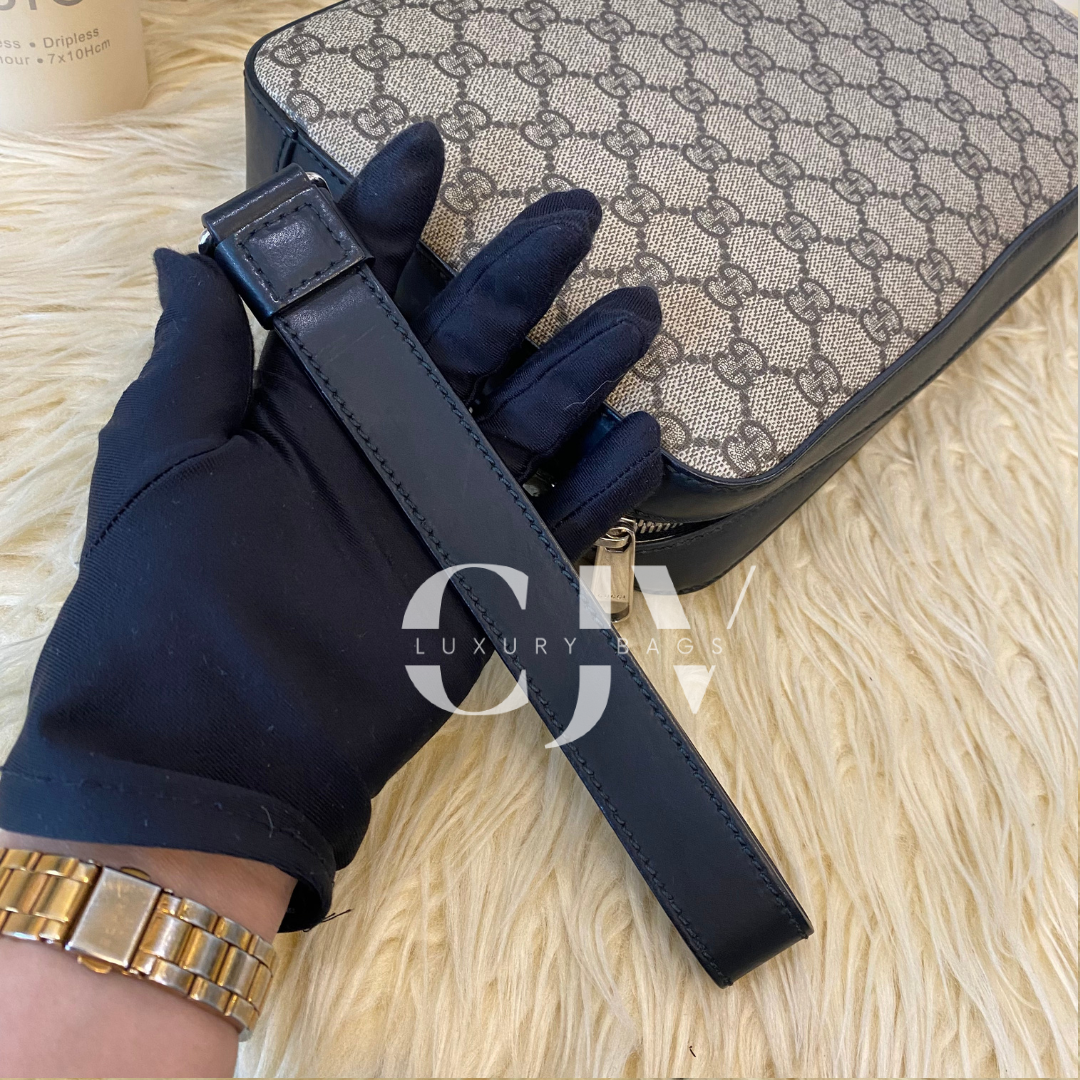 Gucci Web Wristlet Clutch GG Coated