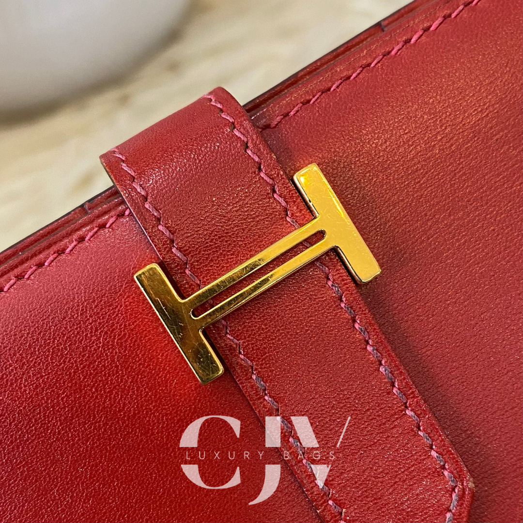 Hermes Bearn Bi-fold Red