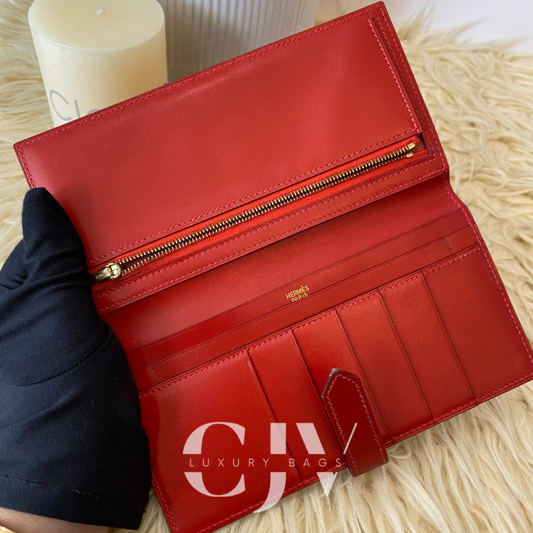 Hermes Bearn Bi-fold Red